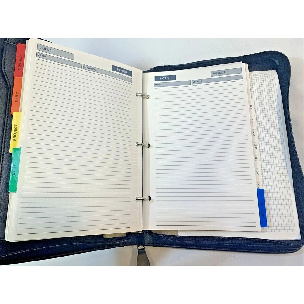 Enzo Baglioni Time Management System Undated Zip Leather Solar Calculator VTG